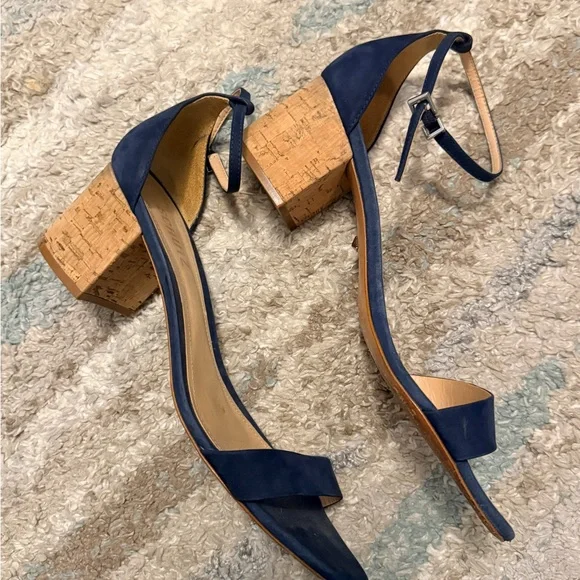Schutz Navy Blue Suede Block Heels - Picture 3 of 4